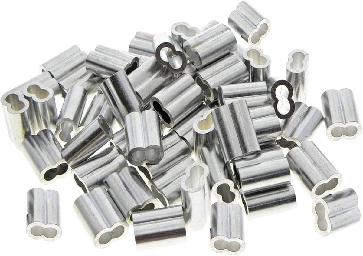 SnelShoppen - 50 Stuks Ferrules Aluminium, Sterke Crimp Lussen, Aluminium Sleeves voor Hondenlijn, Waslijn of Sterke Kabel (3mm), Duurzaam en Betrouwb — afbeelding 1