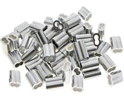 SnelShoppen - 50 Stuks Ferrules Aluminium, Sterke Crimp Lussen, Aluminium Sleeves voor Hondenlijn, Waslijn of Sterke Kabel (3mm), Duurzaam en Betrouwb