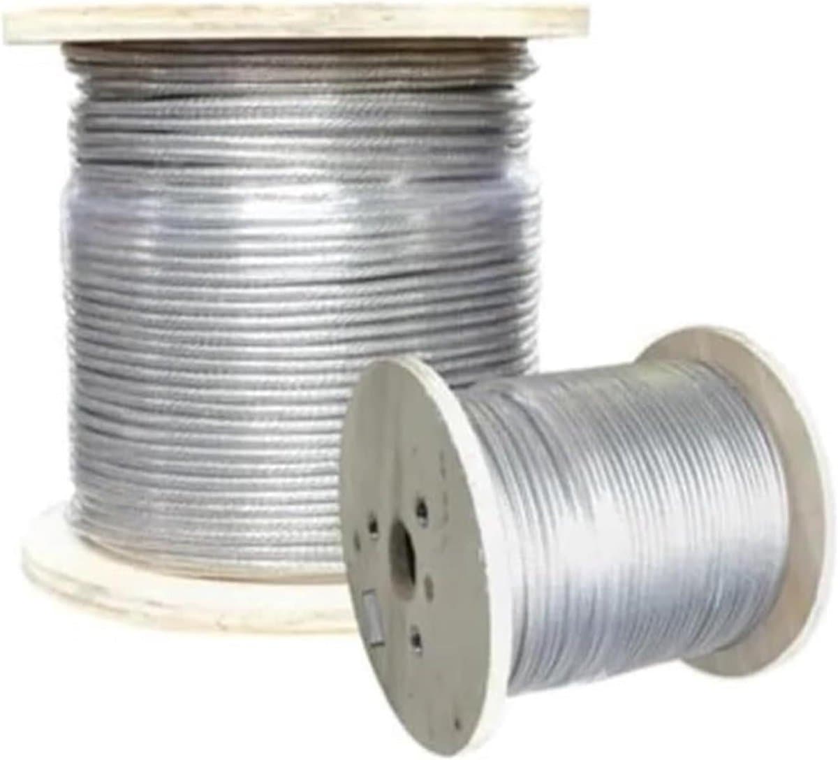 Staalkabel Set - Roestvrij Staal Kabel - Waslijn Ophangen - PVC Gecoate Bescherming - 100 Meter - Transparant — afbeelding 1