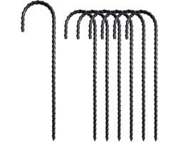 SnelShoppen - 6 Stuks 30 cm Grondankers van Massief Staal, J-Type Verzinkt Staal, Tentharingen, Roestvrij voor Bevestigen van Trampoline, Omheining, T