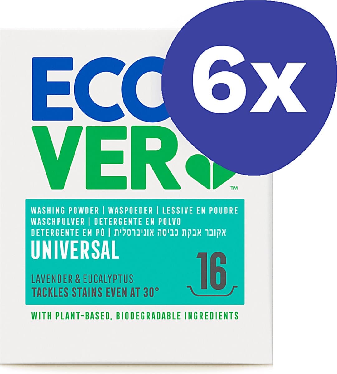 Ecover Waspoeder Universal (16 wasbeurten) (6x 1,2kg) — afbeelding 1