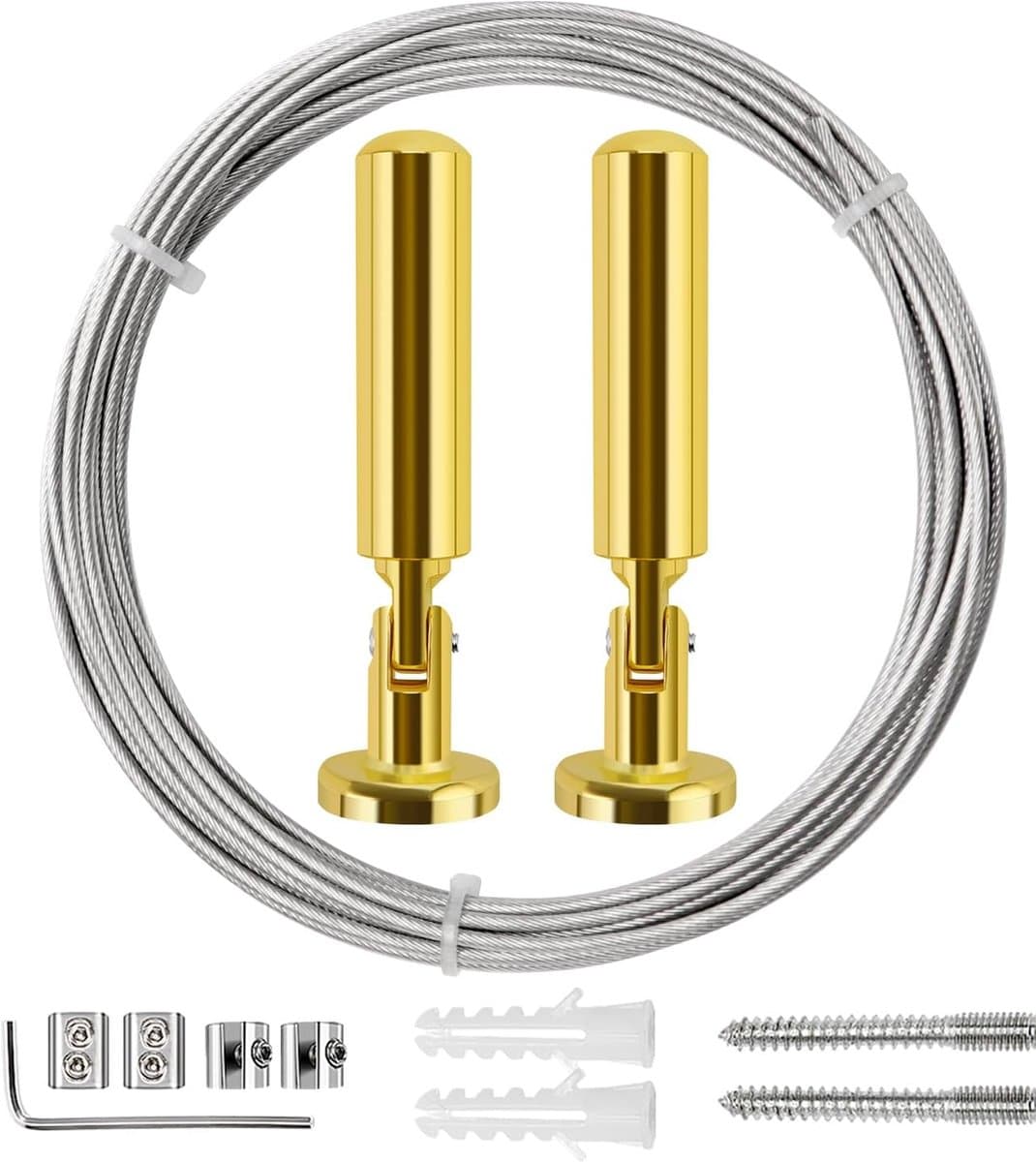 JGS ® Veelzijdig Gordijn- en Fotodraad Montageset met Metalen Koord voor Meerdere Toepassingen — afbeelding 1