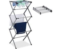 wasrek inklapbaar - uitschuifbaar - 11 stangen - 105x73x37 cm - metaal - zilver — afbeelding 1