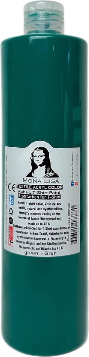Südor Textielverf 500 ml, groen.Wasbestendige textielverf voor lichte stoffen. Wasmachinebestendig, wasbestendig. Fixatie door strijken — afbeelding 1