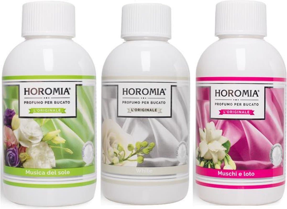 Wasparfum Horomia | set 3 x 250 ml Muschi e loto, White, Musica del sole — afbeelding 1