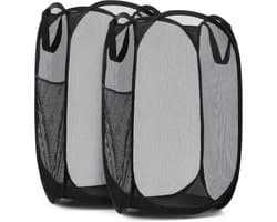 Wasmand - Opbergmand 75 liter - Wassorteerder - Mand Rond met handvaten - Wasbox Opvouwbaar Ademend - Speelgoedmand - voor kleding en opbergruimte - Zwart
