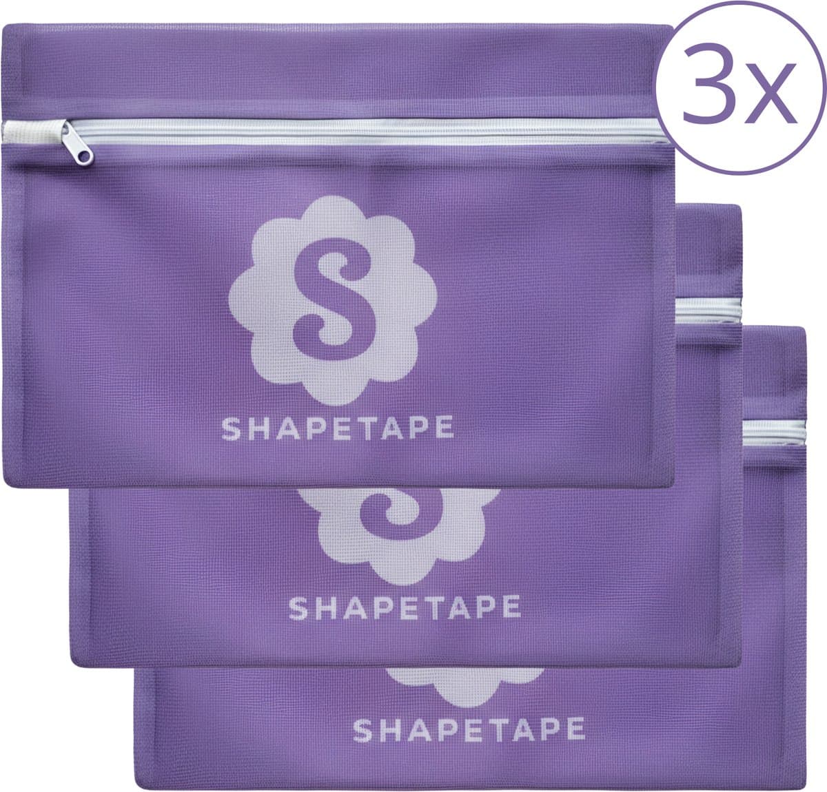 Waszak Set 3 Stuks - 20x30 cm - Shapetape - Waszakjes met Rits - Waszak Lingerie - Waszak BH - Waszak Ondergoed - Laundry Bag - Wasnet - Fijnmazig - Paars - Kleding Bescherming - Fijnmazig - Lila — afbeelding 1