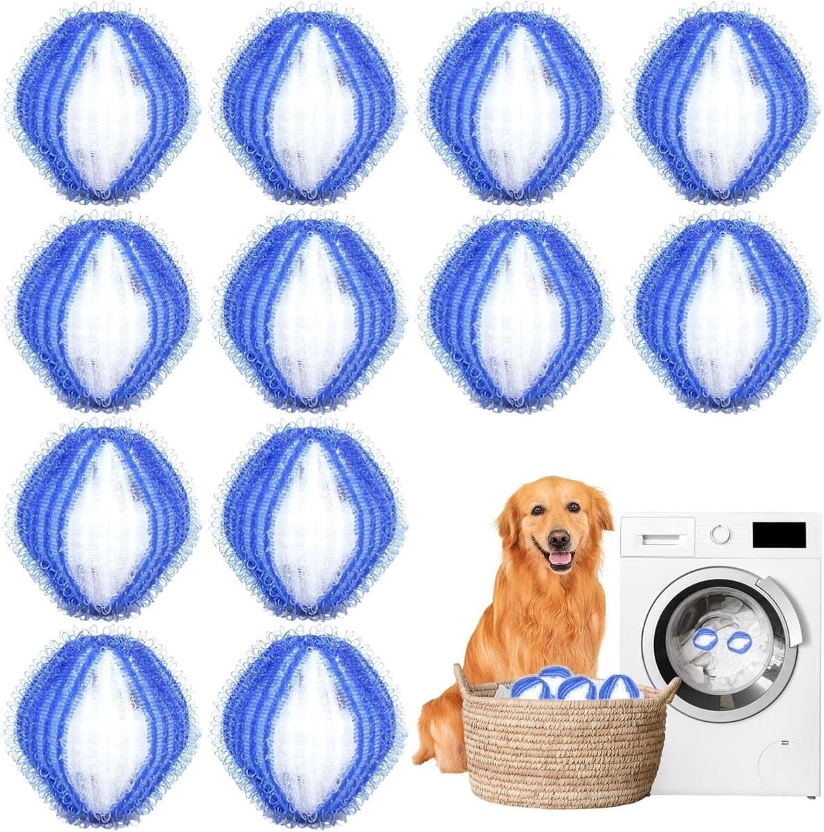 Pluisballen - Wasmachine Huisdierhaarverwijderaar - Herbruikbaar - Wasmachine Pluisballen - Wasmachine Haarverzamelaar - Pluisverwijderaar - Huisdierhaar Wasballen - Wasmachine Pluisballenverzamelaar voor Kleding en Beddengoed - Blauw - 15 stuks — afbeelding 1
