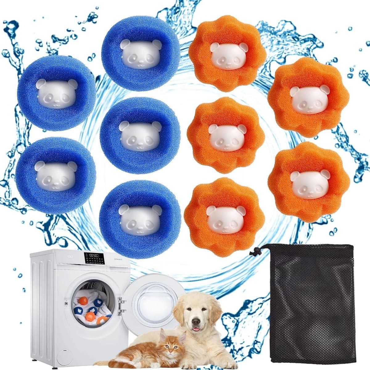 Haarverwijderaar voor Wasmachine - Pluisvanger voor Hondenharen en Kattenvacht - Set van 5 in Blauw — afbeelding 1