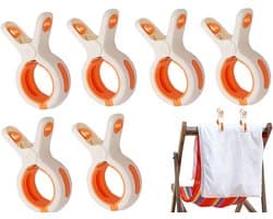 Strandhanddoekclips - 6 stuks - Grote Wasknijper - Quiltclips - Wasknijpers - Grote Knijpers - Handdoekknijpers - Strandlaken Knijpers - Handdoek Klemmen - Strandlakenclip voor strandstoel - Winddicht - Voor badhanddoek, beddengoed en kleding - Wit