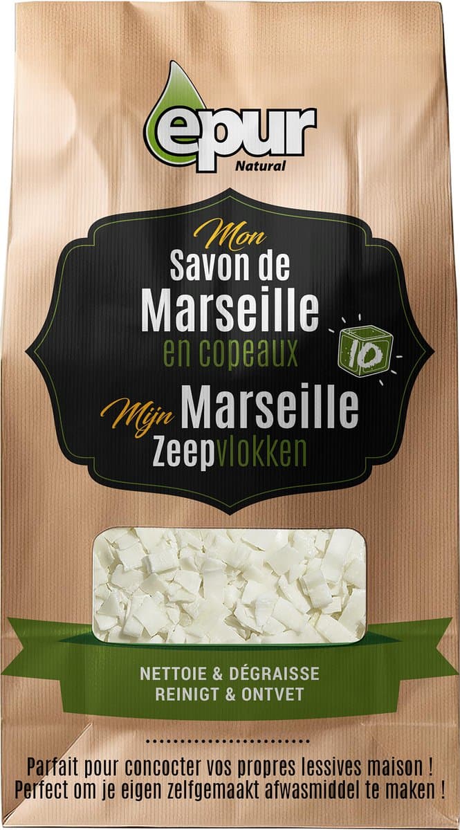 Epur Natural Marseille Zeepvlokken 750g — Natuurlijke Savon de Marseille in Vlokken — Voor Wasmachine, Handwas, Wol, DIY Wasmiddel & Huishoudelijk Schoonmaken — afbeelding 1