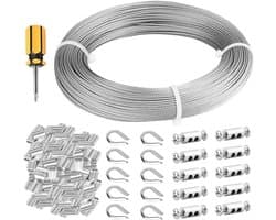 100m 304 Stainless Steel Wire Cable Aircraft Cable with Aluminum Shrink Loop 7x7 Strands Core for Photo Lighting Guide Hanging Clothing Line Fishing