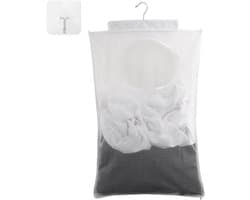 JGS Premium - Duurzame waszak om op te hangen aan de deur - Mesh-polyester - Zelfklevende haken - Slaapkamerkasten - Deuren - Wit Zwart - Reizen