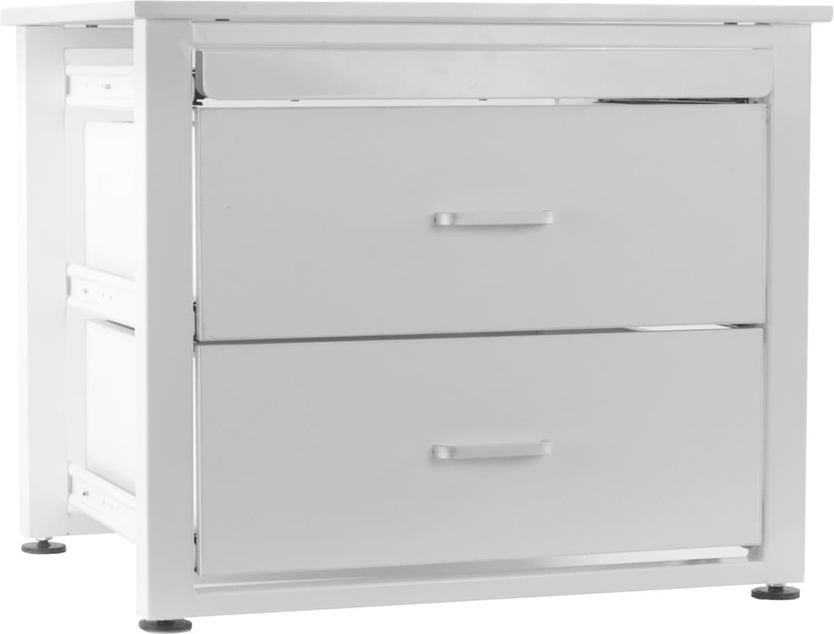 Wasmachine verhoger Wim, verstelbaar, met twee houten laden en schuif — afbeelding 1