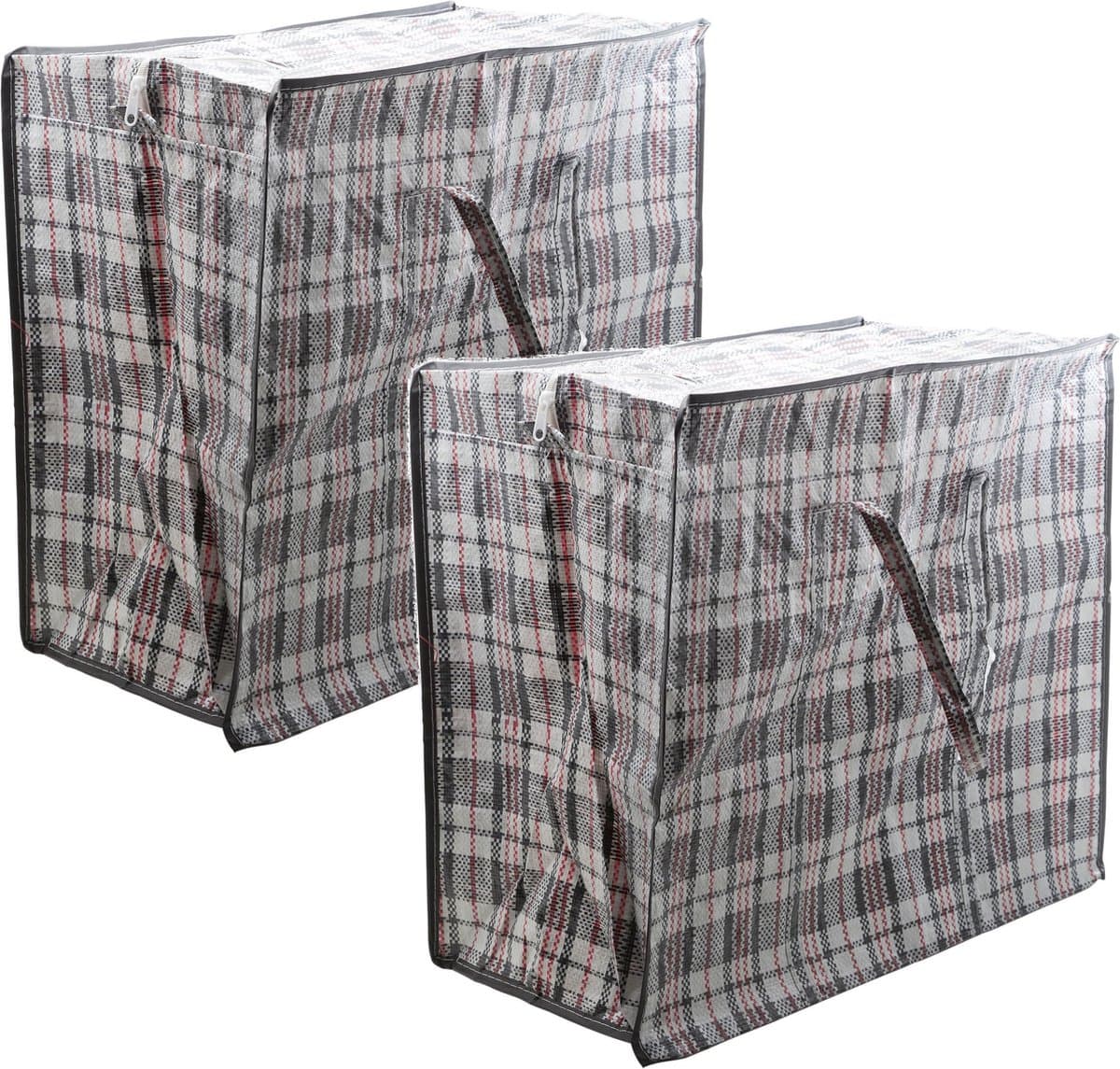 Mega/jumbo/XXL waszak/wasgoedtas grijs geruit 55 x 30 cm van kunststof - Wasgoed tassen/zakken — afbeelding 1