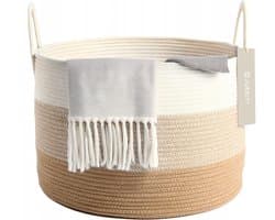 Jubbly® - Wasmand - Wassorteerder - Opbergmand - Wasmand opvouwbaar - Wasbox - Woon Accessoires - 120 Liter - 100% Handgeweven Biologisch Katoen — afbeelding 1