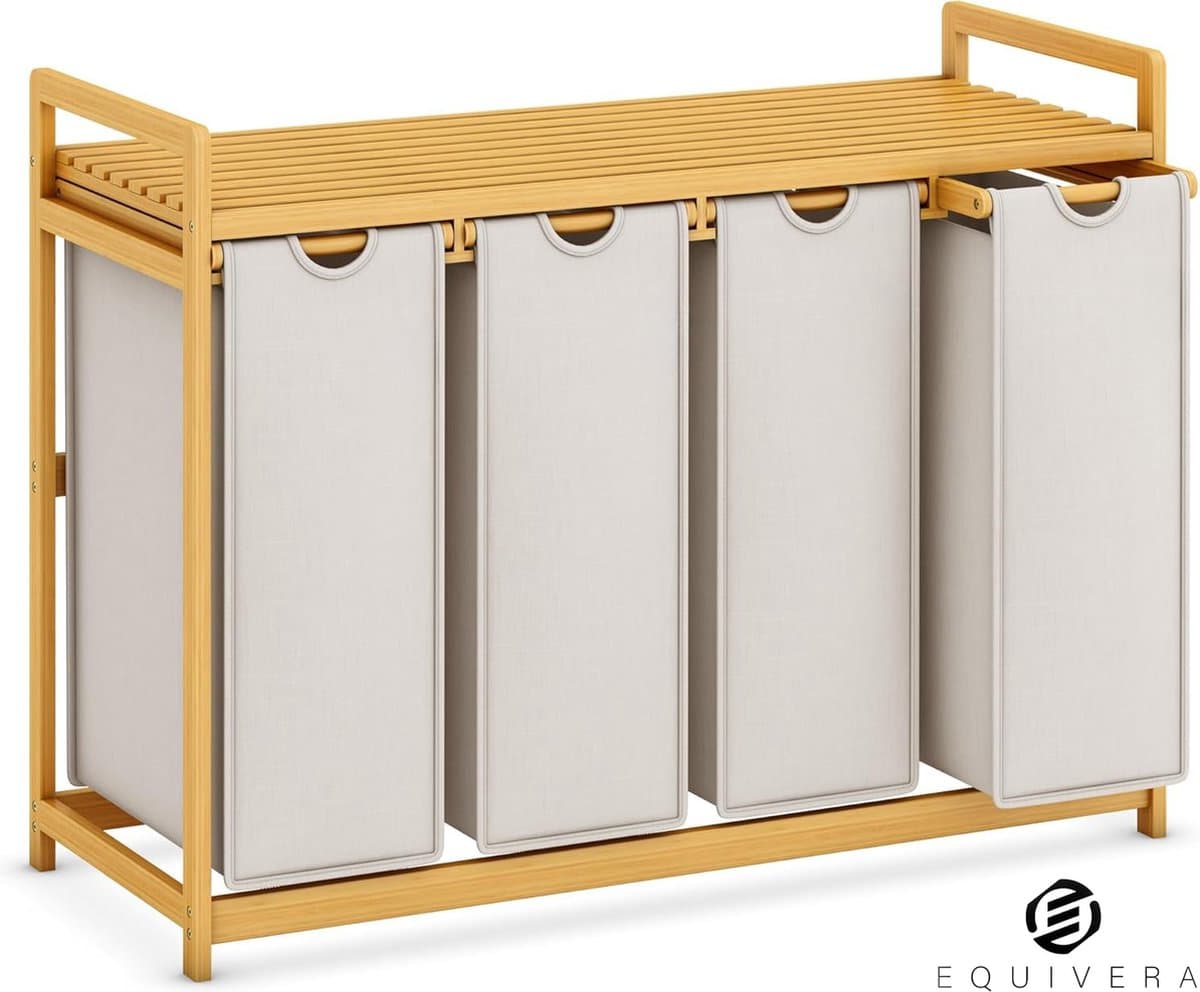 Equivera Wasmand 4 Vakken - Wasmand - Wassorteerder - Wasbox — afbeelding 1