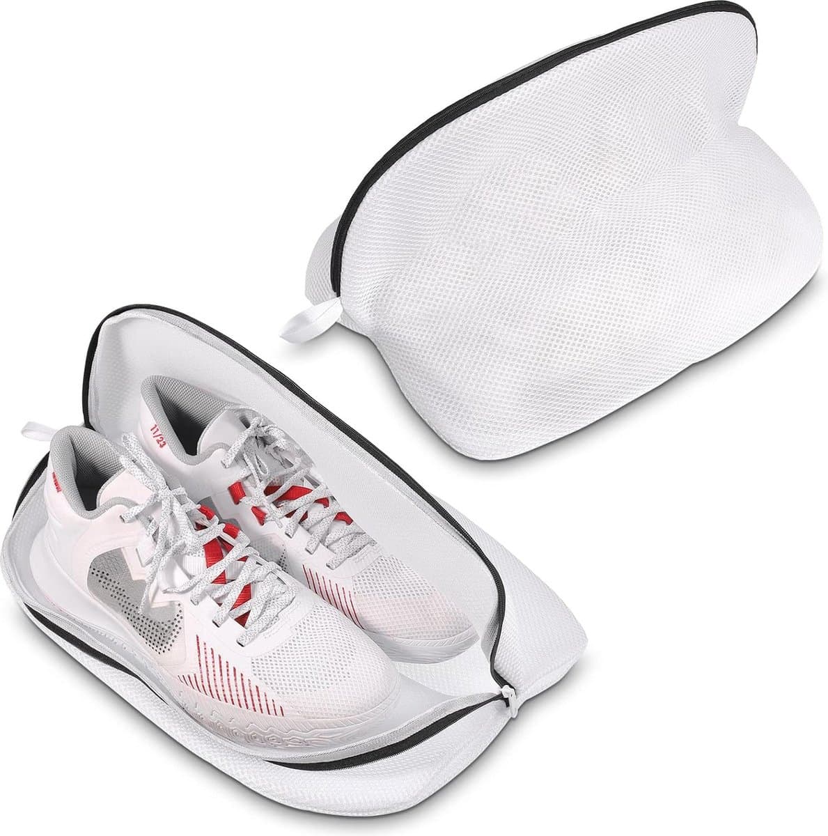 2 stuks wasnet voor schoenen, sneakers, wasmachine, schoenenwaszak, grote waszak met ritssluiting, schoenen, waszak voor reizen, appartement opbergen — afbeelding 1
