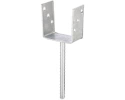 U-vormig paalanker met betonanker, geribbeld staal, 101 mm breed, CE-gecertificeerd, thermisch verzinkt staal voor inbedding in beton, U-profielstaal, grondanker, balkschoen, U-hoekbeugel, U-staal