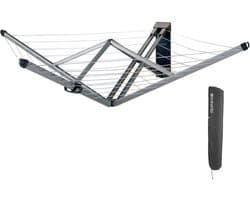 Brabantia WallFix Wanddroogrek - met Beschermhoes - 24 m - Metallic Grey