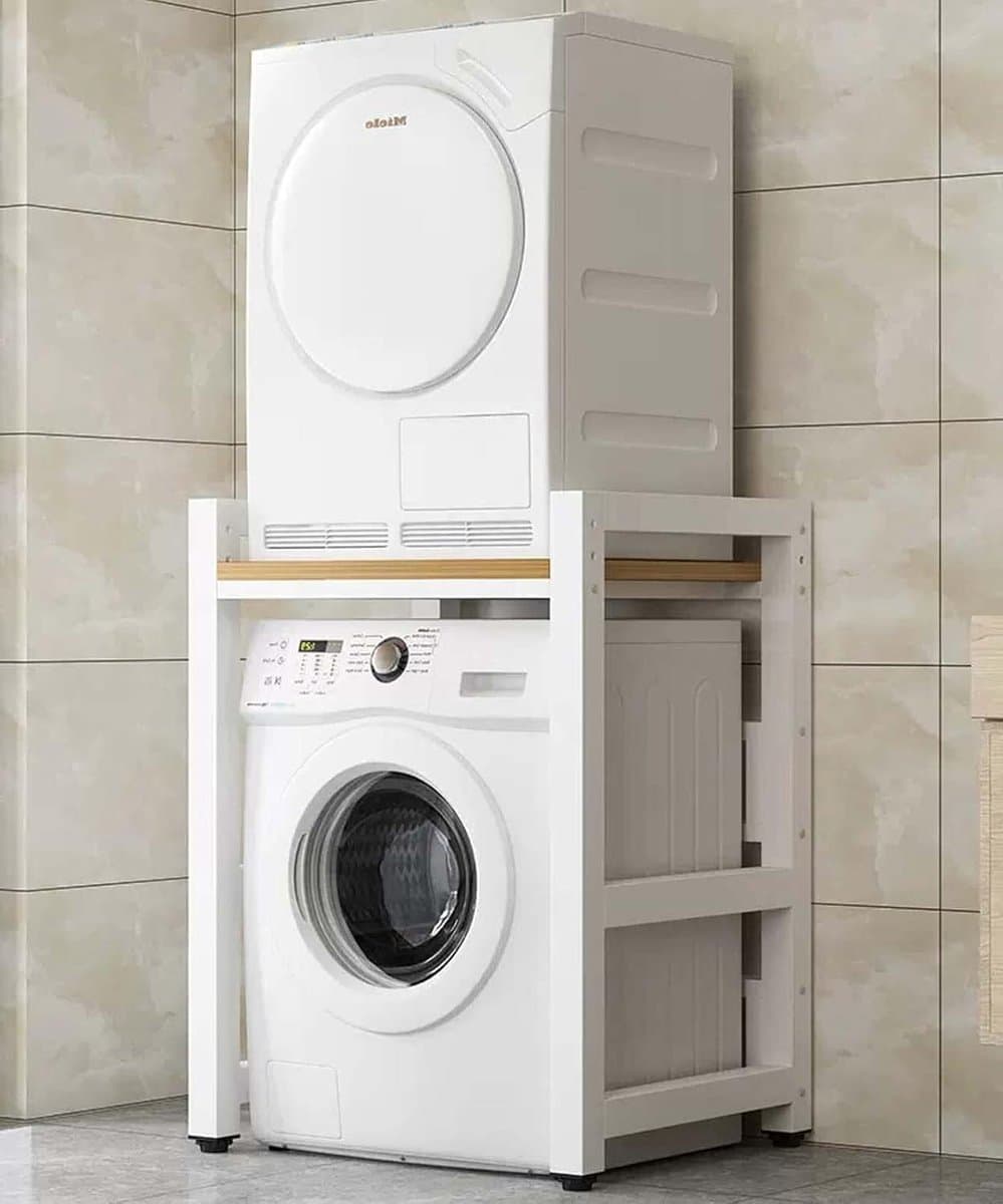 Wasmachine Kast - Opbergunit Plank - Ruimte Besparen - Sterk Draagvermogen - 75 x 65 x 105 cm - Wit — afbeelding 1