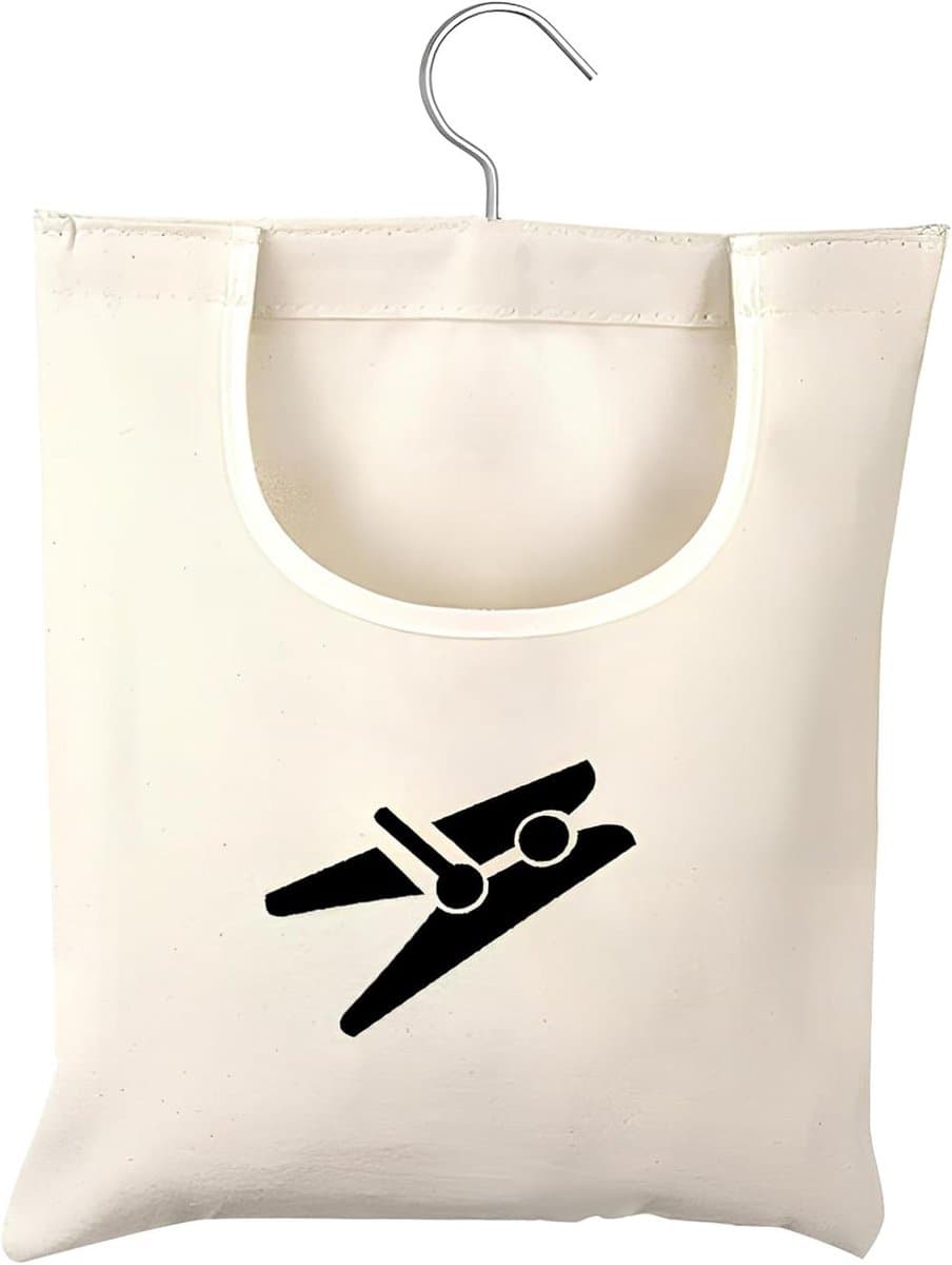 Handige Wasknijper Tas voor het Opbergen van Kledingaccessoires, Sokken en Kleine Voorwerpen (32 x 28 cm), Beige, Ruimtebesparende Oplossing voor Thuisgebruik — afbeelding 1