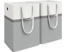 SONGMICS - Wasmand - Wassorteerder - Set van 2 - Opvouwbaar - Handgrepen - Badkamer - 110L