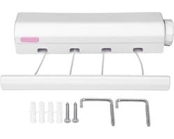 AYNEFY Intrekbaar waslijn droogrek, telescopische waslijn kleding drogen touw wandmontage compacte hangende string kleding hanger voor binnen buiten benodigdheden (vier touwen)