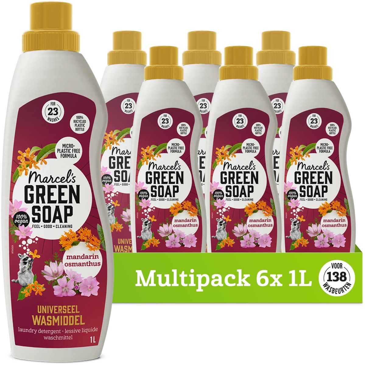 Marcel's Green Soap Universeel Wasmiddel - Mandarijn & Osmanthus - 6 x 1 liter - 138 wasbeurten — afbeelding 1
