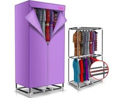 2 Tier Electric Heated Clothes Drying Rack Drying Using Hot Air Fan, 180 Minute Timer, Fast Heated Clothes Drying Closet, Load 20kg, 1000W (Color : PURPLE