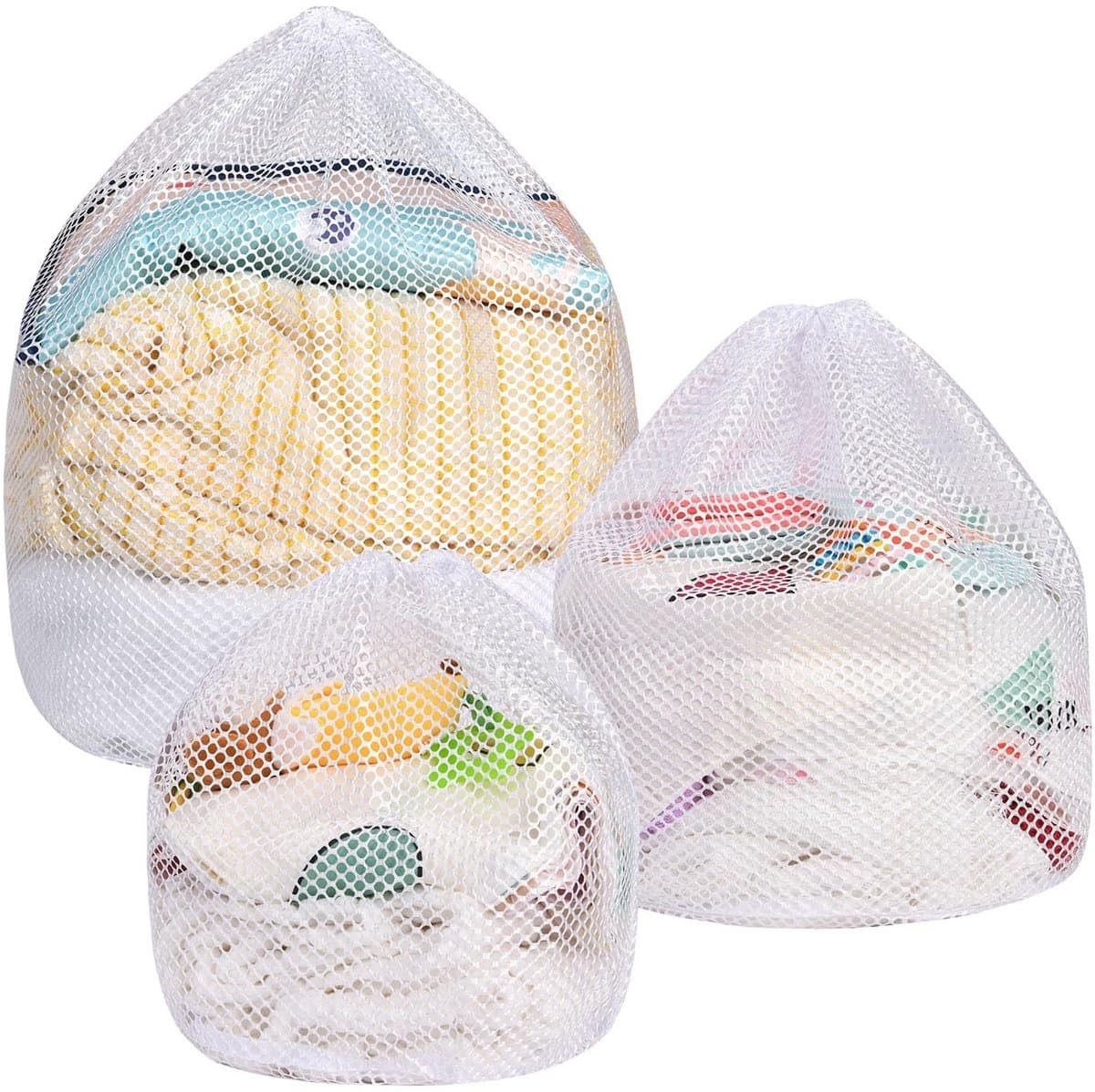 Allecto - 3-delige trekkoord waszak - waszakken met gaas - delicate was - 3 stuks - wasmachine - speelgoedopslag - geschikt voor babykleding — afbeelding 1