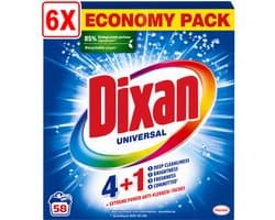 6 x Dixan - Waspoeder - Voor universele was - 58 wasbeurten