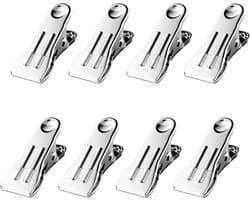 Roestvrijstalen knijpers - Kleding clips - Was ophangen - Verbeterde grip - Set van 8 - Wit