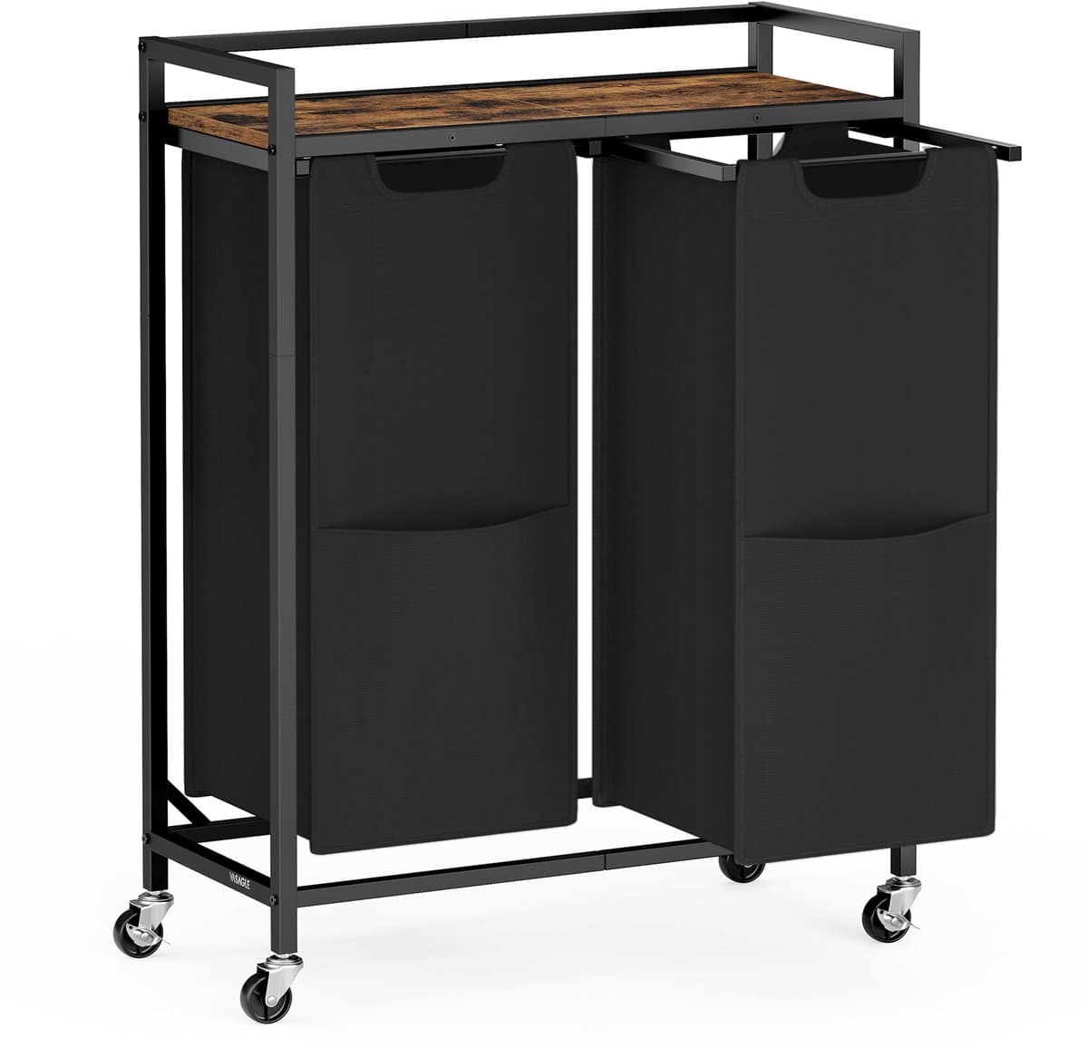 VASAGLE - Wasmand - Wassorteerder - 2 Vakken - Verrijdbare - Plank - Verwijderbare Tassen - 110L — afbeelding 1