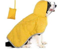 Waterproof Hondenregenjas met Capuchon en Reflecterende Strepen voor Kleine en Grote Honden - Verstelbare Regenjas in Geel, M - XL