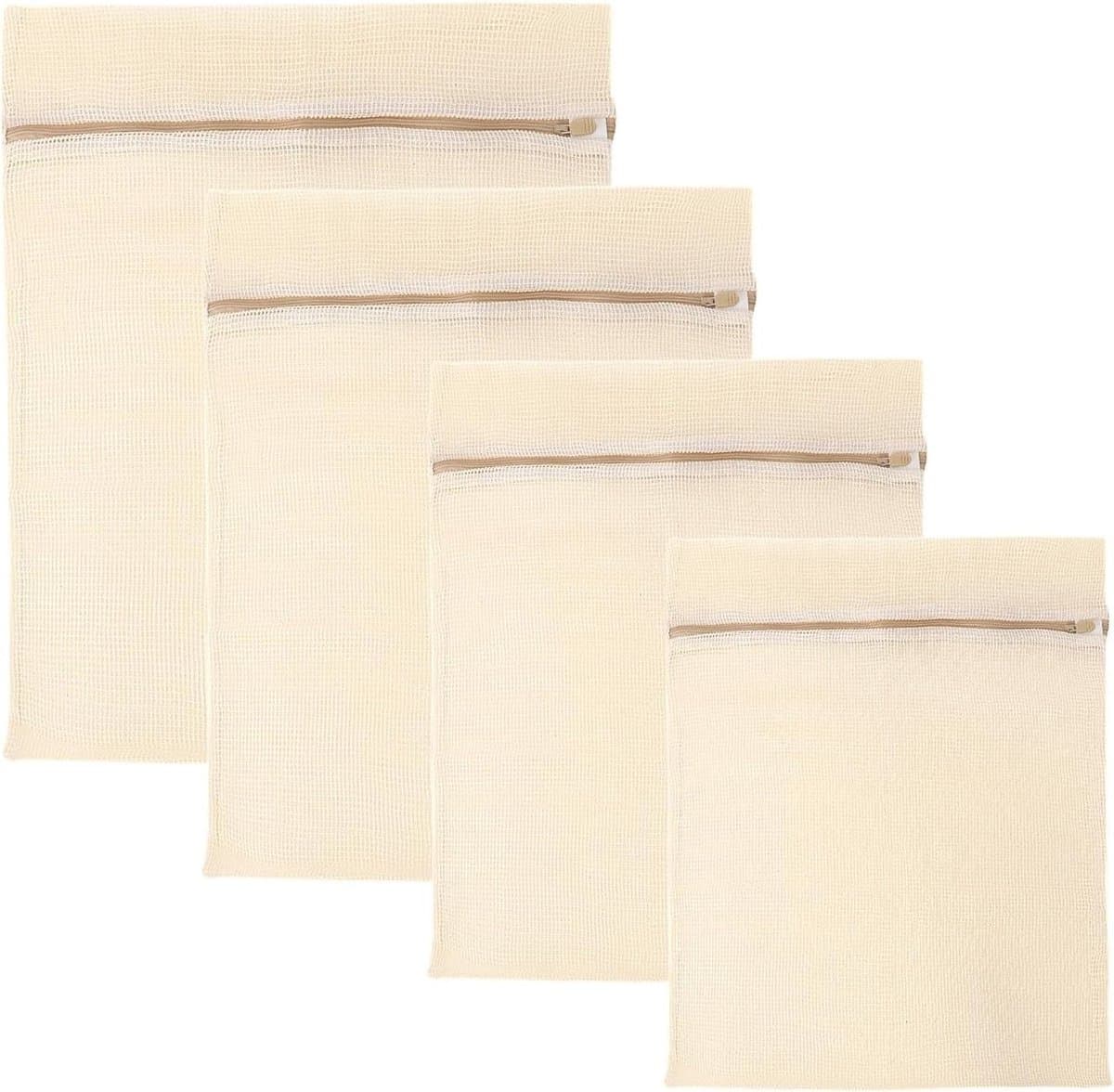 Premium Katoenen Wasnet Set van 4 Stuks, Ideaal voor Ondergoed, Bh's en Delicate Was met Rits voor de Wasmachine — afbeelding 1