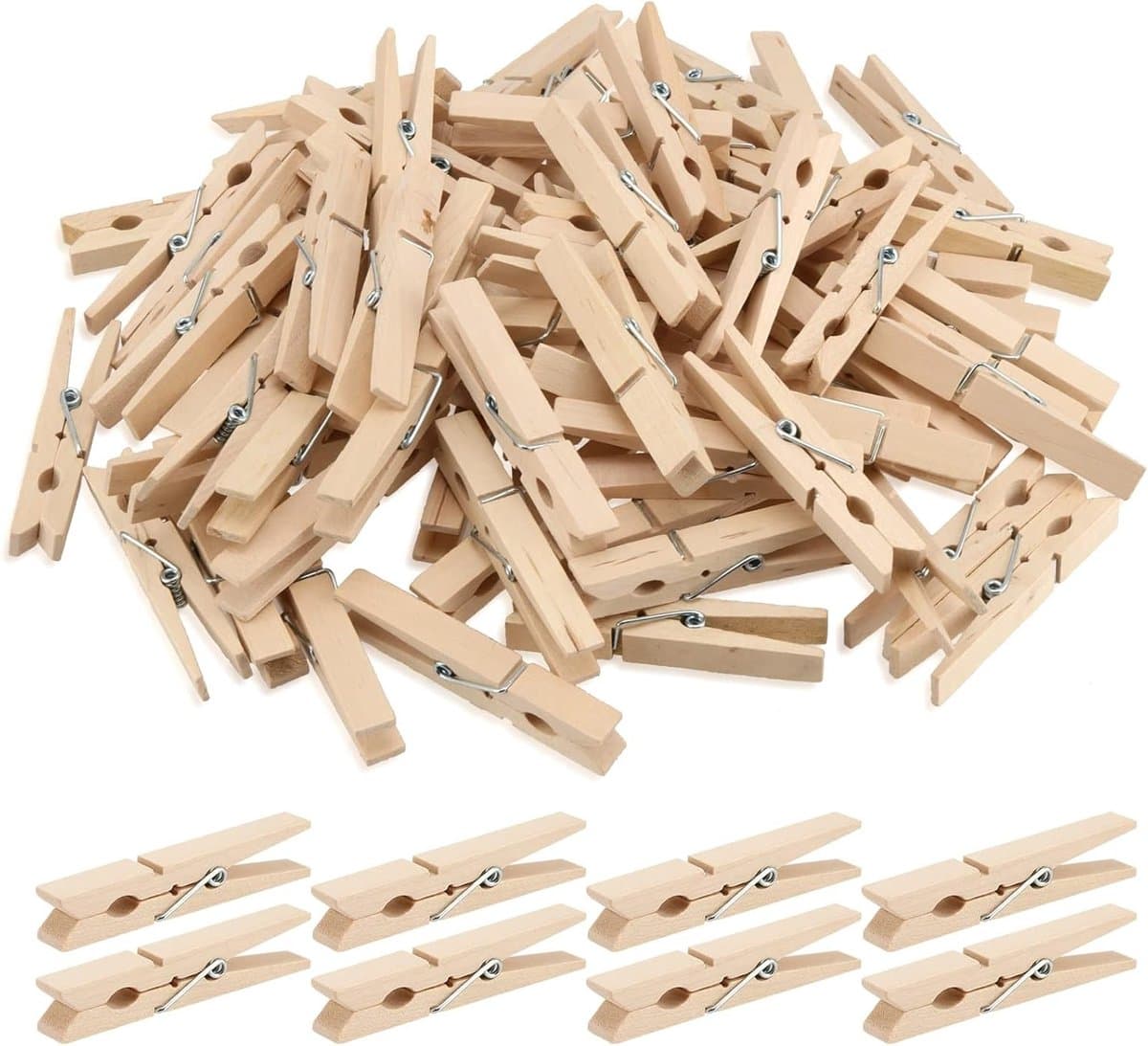 150 Stuks Houten Wasknijpers van 7 cm - Ideaal voor Kleding, Foto's en Creatieve Projecten — afbeelding 1