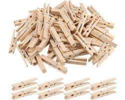 150 Stuks Houten Wasknijpers van 7 cm - Ideaal voor Kleding, Foto's en Creatieve Projecten