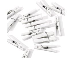 Mini Wasknijpers - Kleine Spelden - Feest decoratie - Lichtgewicht kunststof - 60 stuks - Wit
