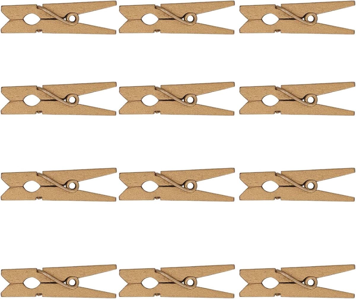 Mini Houten Pegs - Kleine Knijpers - Decoratieve Projecten - Set van 50 stuks - 3.5cm - Goud — afbeelding 1