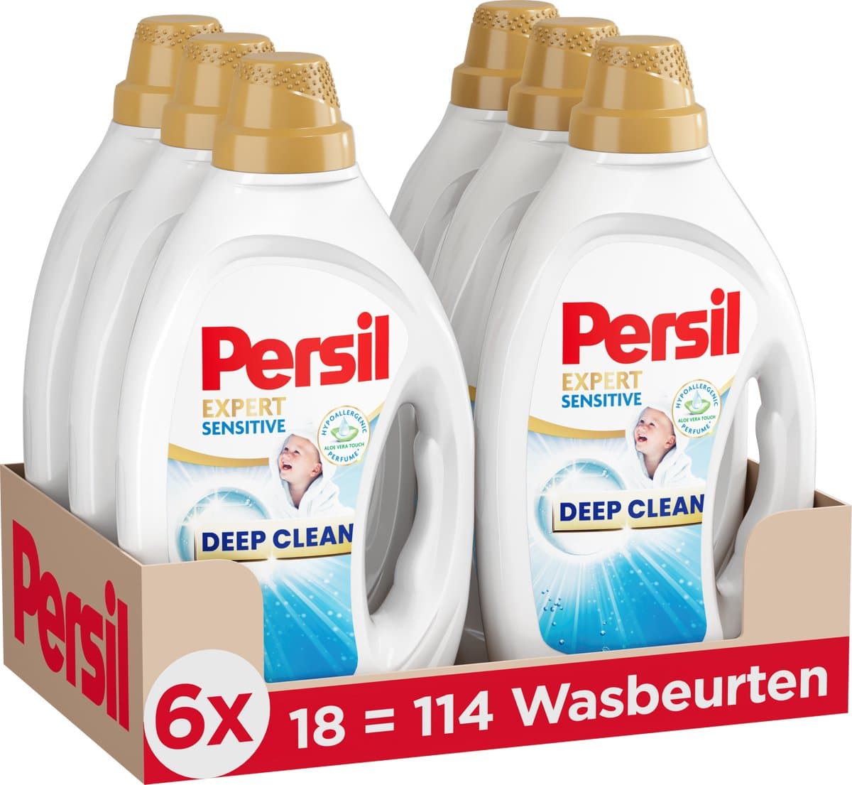 Persil Sensitive Gel - Vloeibaar Wasmiddel - Alle Kleuren Was - Allergie-Vriendelijk - Hypoallergene Parfum - Voordeelverpakking - 6x 18 Wasbeurten — afbeelding 1