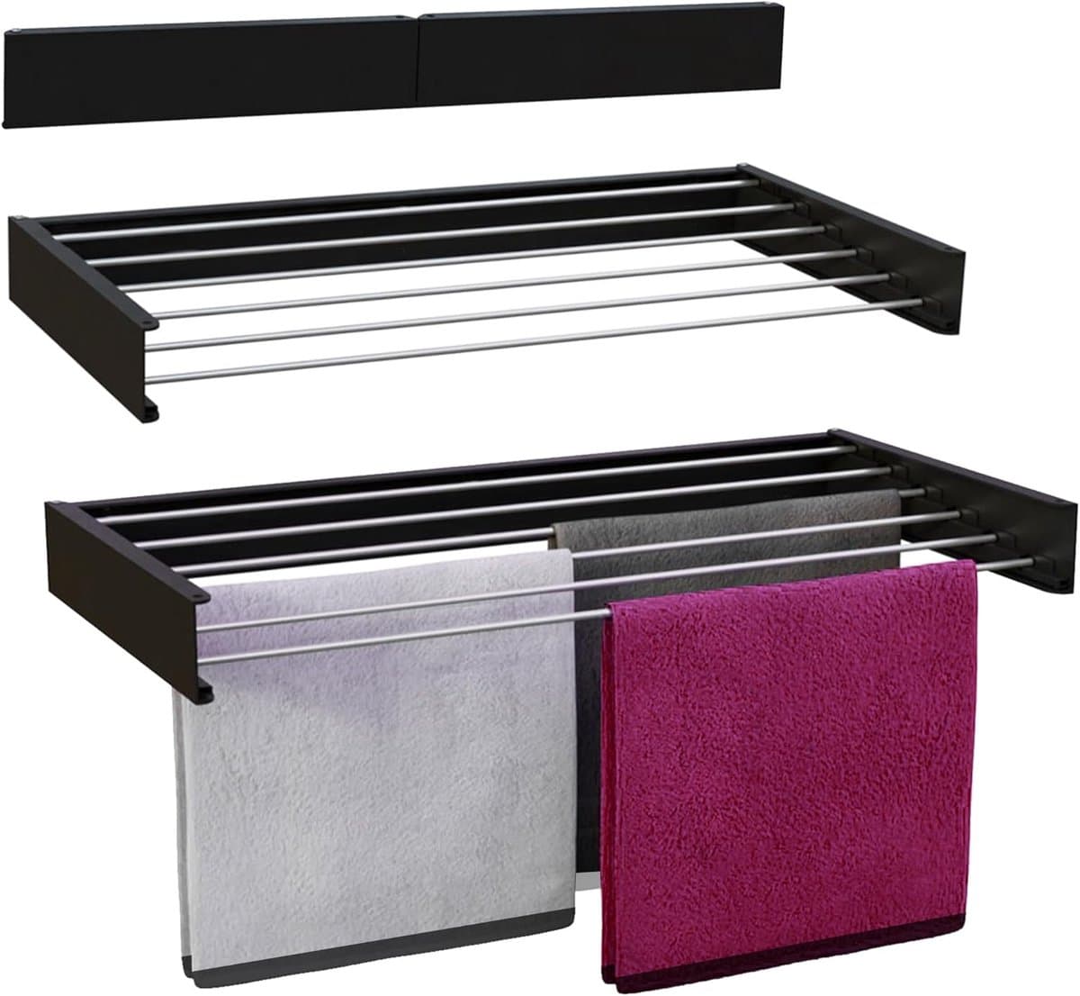 REN® Wanddroogrek Inklapbaar - Wanddroogrek - Zwart - 40cm x 80cm x 10cm — afbeelding 1