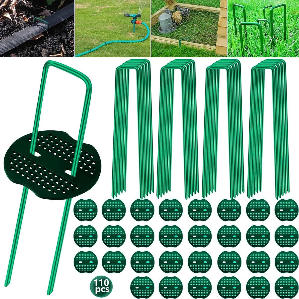 80 Grondankers en 30 Bufferschijven voor Tuinfolie en Bevestiging - Stevige Haringen — afbeelding 1