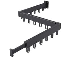Wanddroogrek - zwart - inklapbaar - 18 haken - 126 cm