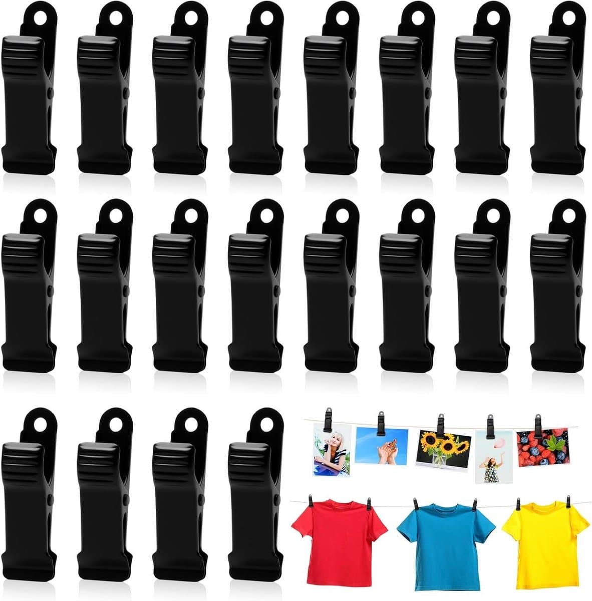 Metalen Clips - Krokodillenklemmen - Klusjes en Organisatie - Roestvrij Staal - 20 Stuks - Zwart — afbeelding 1