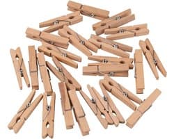 Houten wasknijpers 24 stuks - FSC 100%, 4,5cm - Natuurkleur