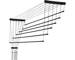 KADAX Plafondwasdroger, wasdroger voor het plafond 6, wanddroger met polyethyleen beklede stalen spijlen, plafonddroger, draagvermogen 12 kg (6x 120/zwart)