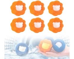 6-stuks wasbal - droogtrommelbal - herbruikbaar - wasmiddel voor dierenharen - wasmiddel voor ontharing - kleding anti-klitten adsorptie ontharingsbal - geschikt voor kleding, honden, katten en huisdieren - oranje