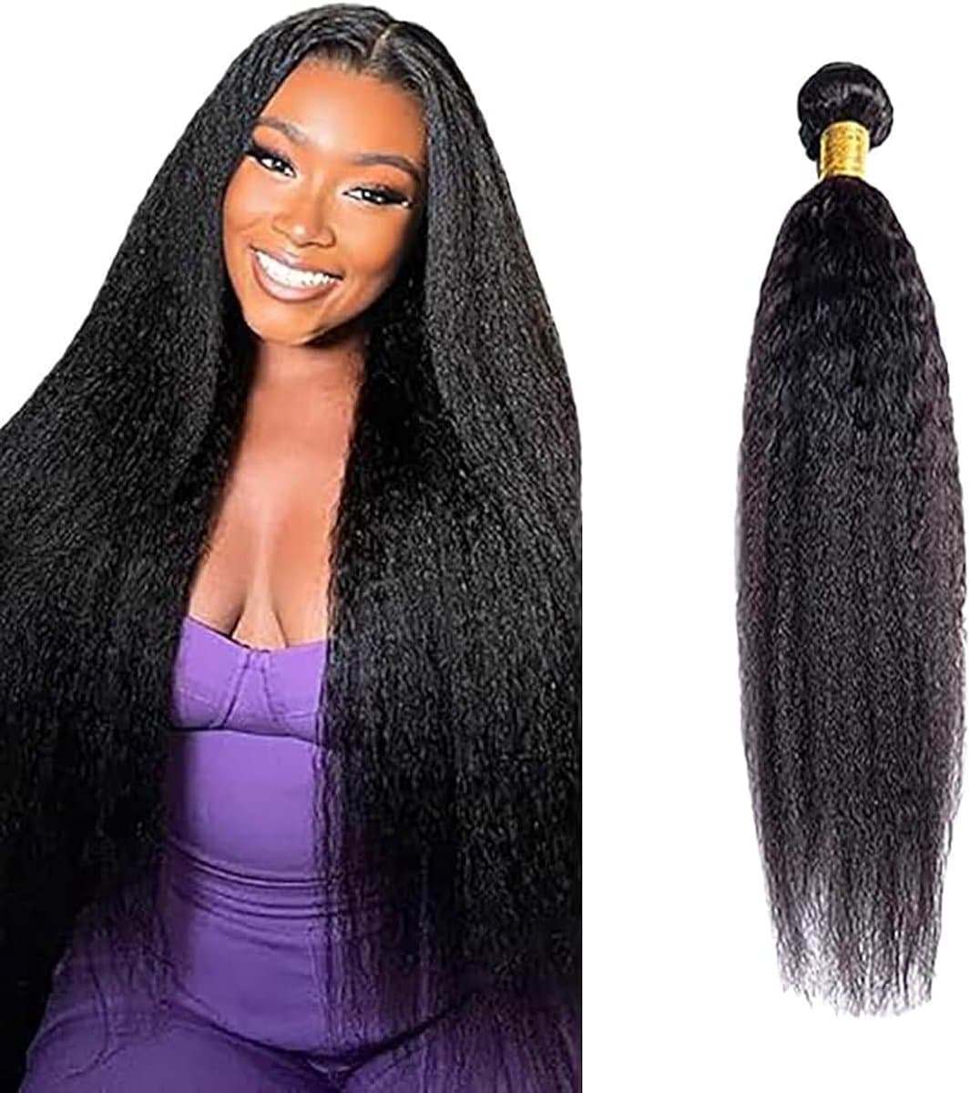 Human Hair Bundles Single Extensions Machine Double Wefts Unprocessed Remy Weave Natural Black Color for Woman 32 Inch — afbeelding 1