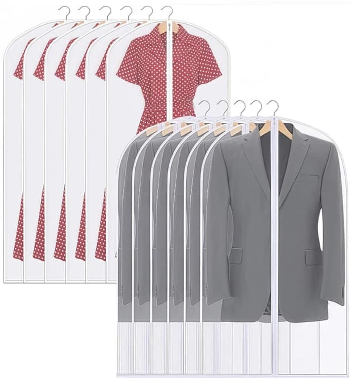 Kledinghoezen, motbestendige kledinghoezen, 15 stuks, 100 x 60 cm hangende kledinghoezen, ademend, kledingbeschermers, transparant. — afbeelding 1